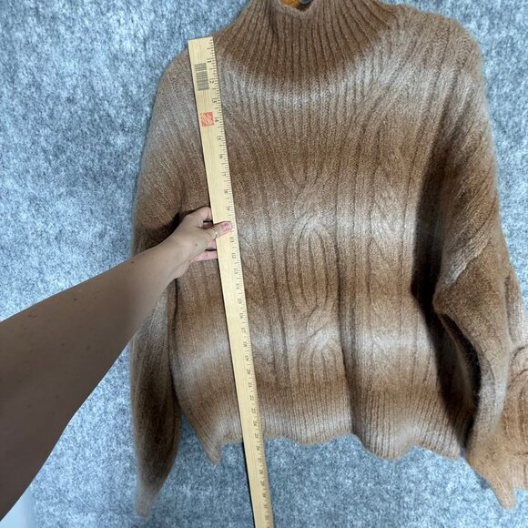 Banana Republic Alpaca Blend Space Dye Camel Brown Cable Knit Sweater L - Picture 5 of 10